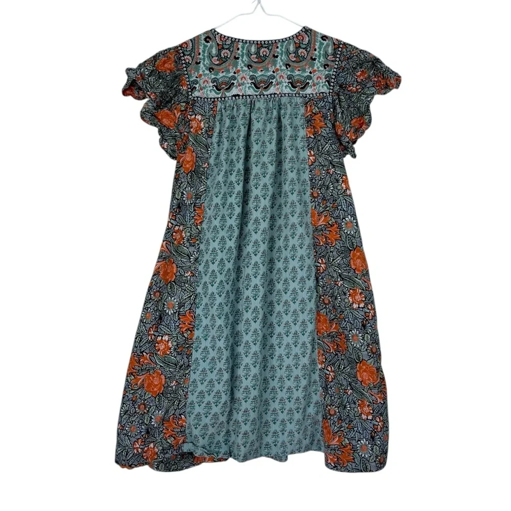 By Anthropologie Astrid Tunic Dress Flutter Sleeve Boho Floral Peasant Style SM - Picture 5 of 12